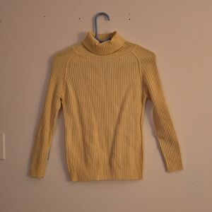 Tommy Hilfiger Yellow Ribbed Turtleneck Sweater.